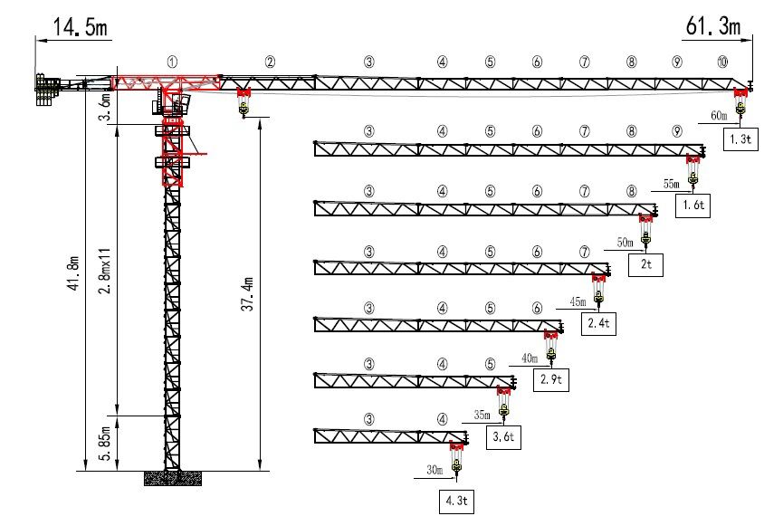 Tc6013-8t Topless Tower Crane