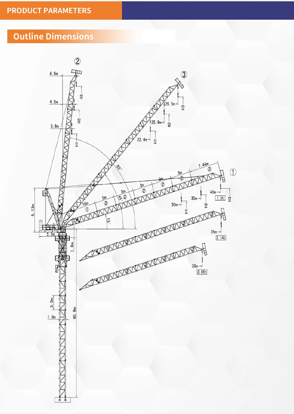 Luffing Tower Crane Hammerhead Self-Erecting Luffing Jib Tower Crane